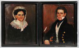 Thomas Ware (Vermont, 1803-1836) Pair of Portraits of a Gentleman and His Wife